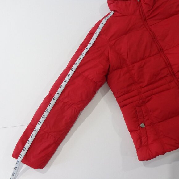 Lands' End Women's Red Down Puffer Jacket/Coat w. Pockets Size M - Picture 5 of 9